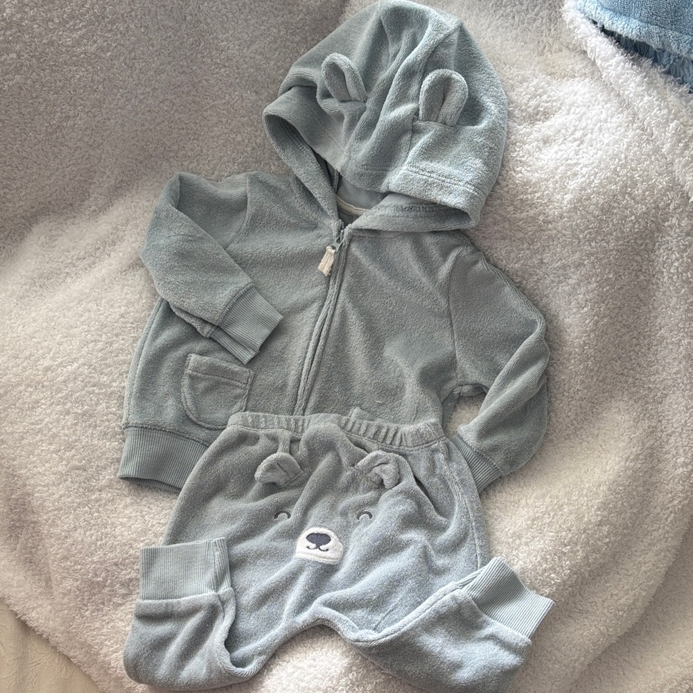 Carter's Blue Bear Hoodie and Shorts Set